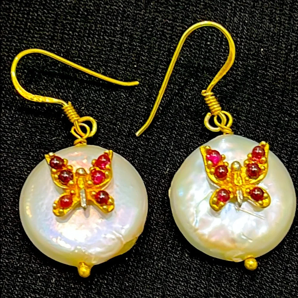 Garnet Pearl 14KGP Earrings